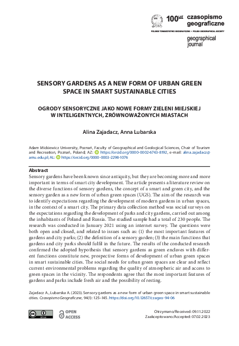 (PDF) Sensory gardens as a new form of urban green space in smart ...