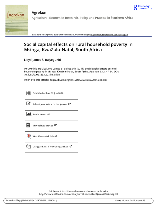 (PDF) Social capital effects on rural household poverty in Msinga ...