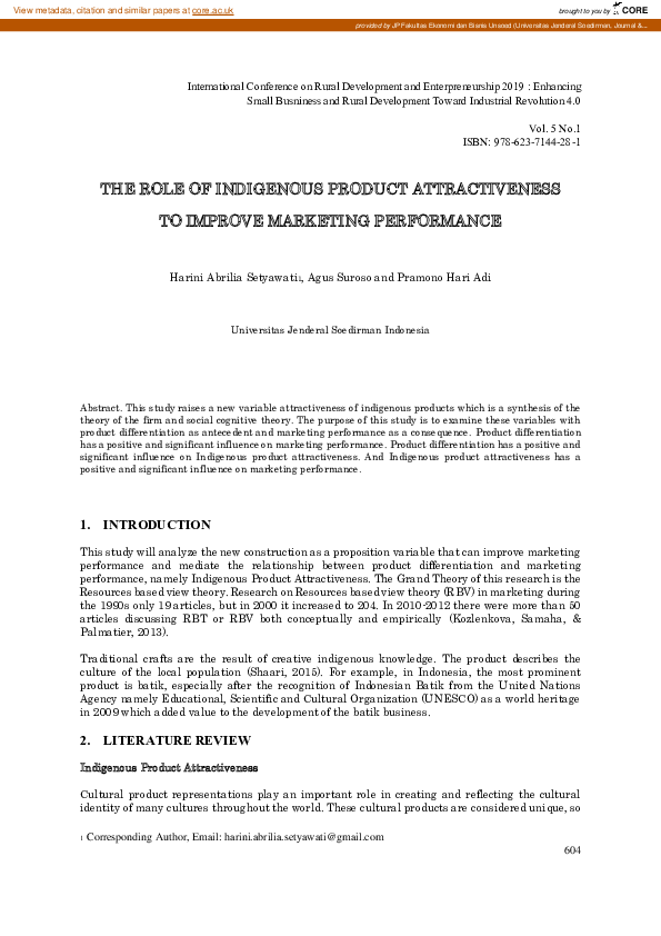(PDF) The Role of Indigenous Product Attractiveness to Improve ...