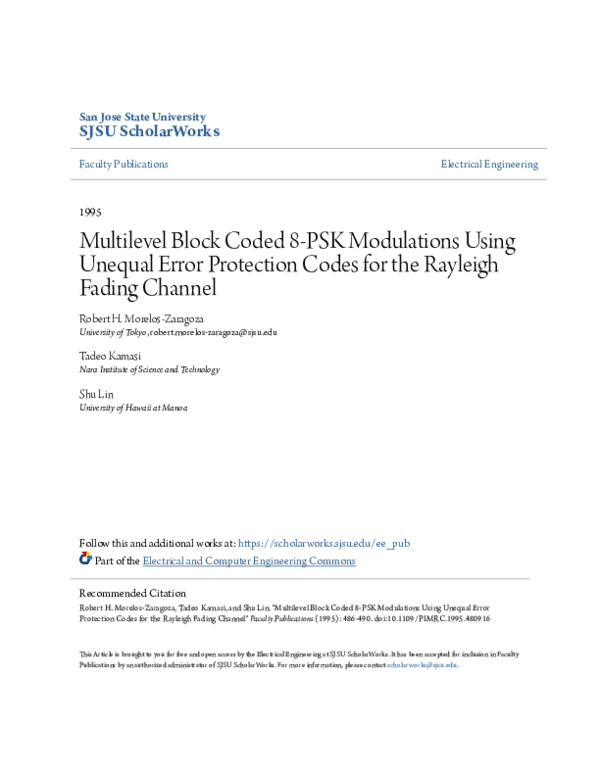 (PDF) Multilevel block coded 8-PSK modulations using unequal error ...