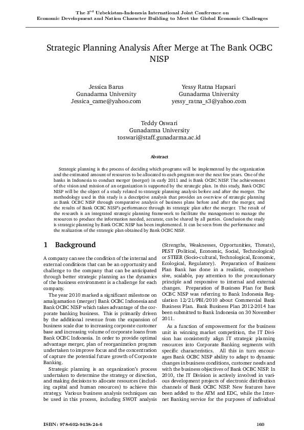 (PDF) Strategic Planning Analysis After Merge at the Bank Ocbc Nisp