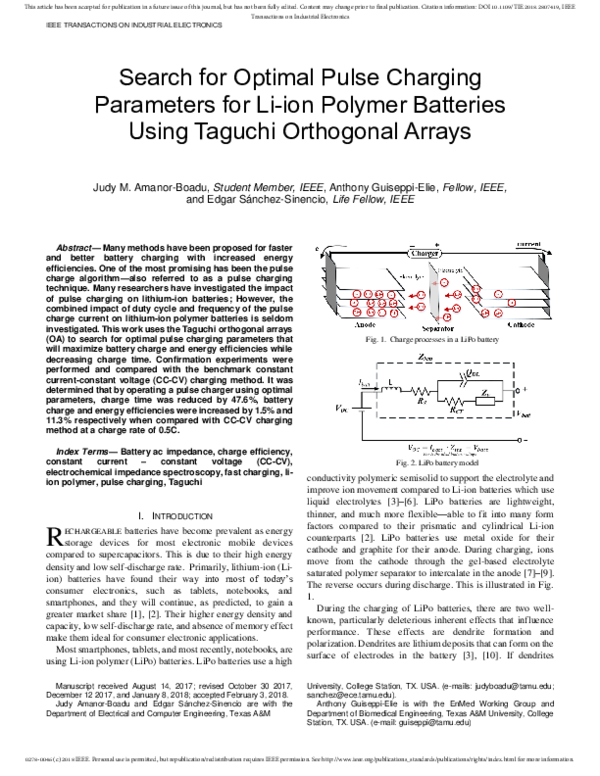 (PDF) Search for Optimal Pulse Charging Parameters for Li-Ion Polymer ...