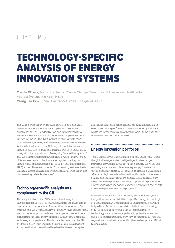 (PDF) Technology-Specific Analysis of Energy Innovation Systems