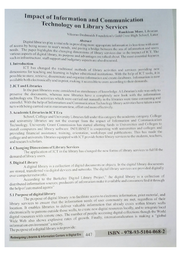 (PDF) Impact of Information and Communication Technology on Library ...