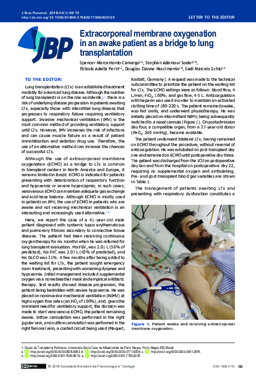 (PDF) Extracorporeal membrane oxygenation in an awake patient as a ...