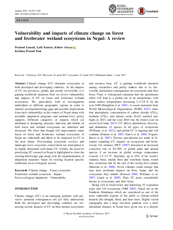 (PDF) Vulnerability and impacts of climate change on forest and ...