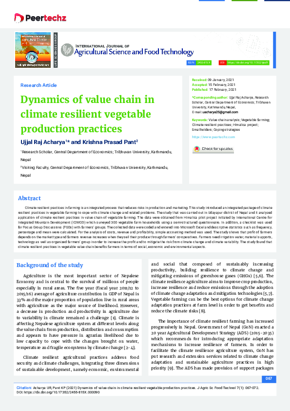 (PDF) Dynamics of value chain in climate resilient vegetable production ...