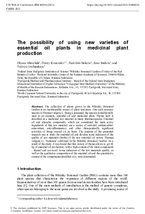 (PDF) The possibility of using new varieties of essential oil plants in ...