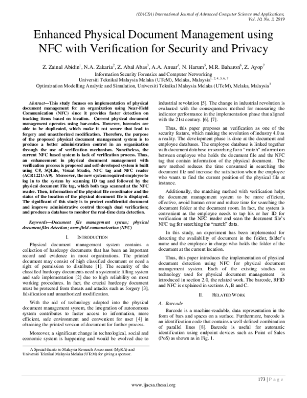 (PDF) Enhanced Physical Document Management using NFC with Verification ...