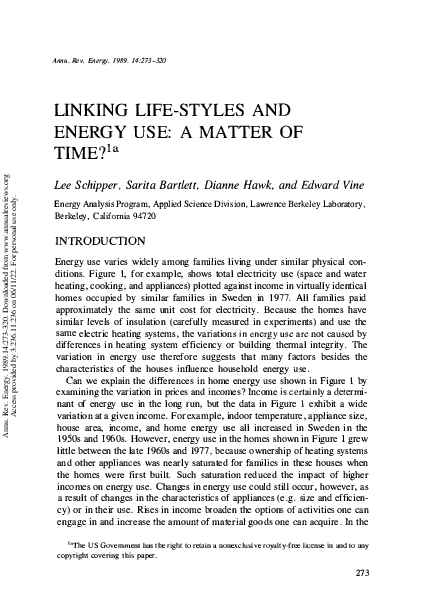 (PDF) Linking Life-Styles And Energy Use: A Matter Of Time
