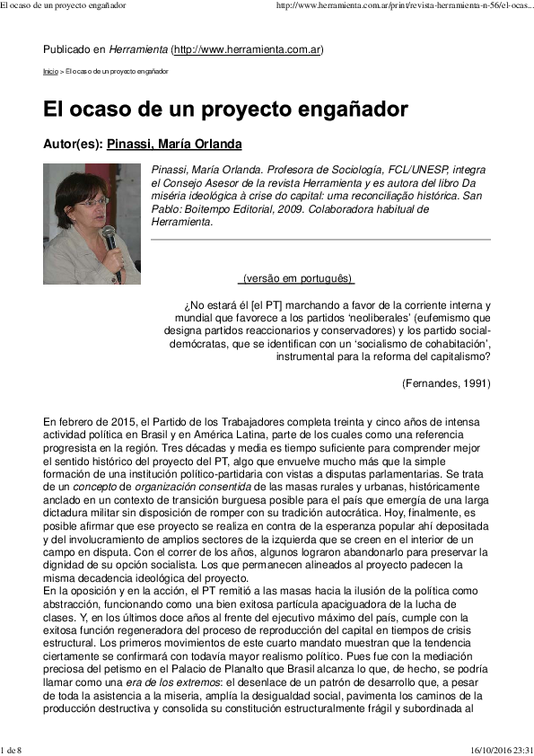 (PDF) El ocaso de un proyecto engañador