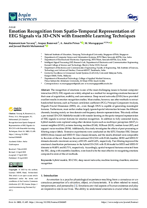 (PDF) Emotion Recognition from Spatio-Temporal Representation of EEG ...