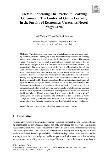 (PDF) Factors Influencing The Practicum Learning Outcomes in The ...