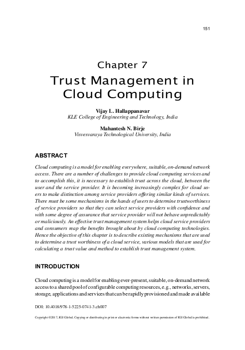 (PDF) Trust management in cloud computing