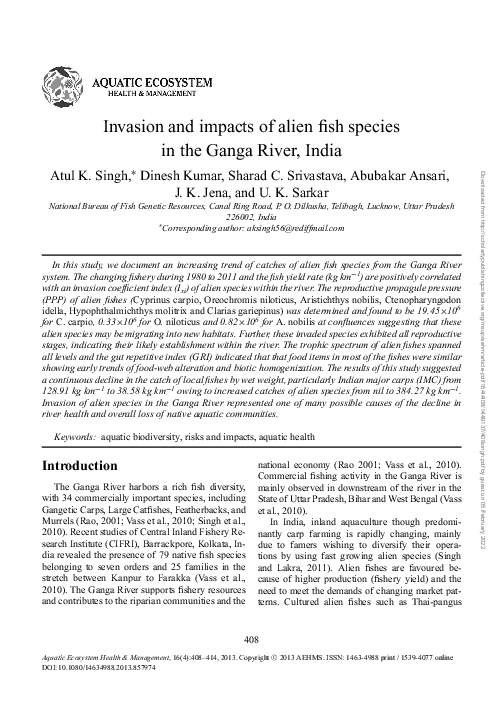 (PDF) Invasion and impacts of alien fish species in the Ganga River, India