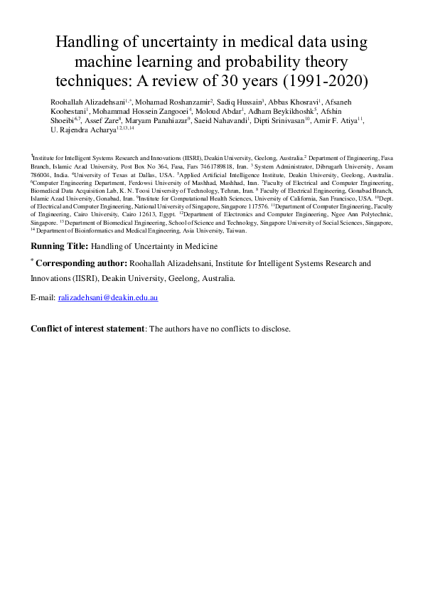 (PDF) Handling of uncertainty in medical data using machine learning ...