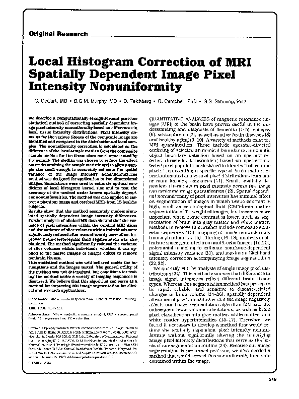 (PDF) Local histogram correction of MRI spatially dependent image pixel ...