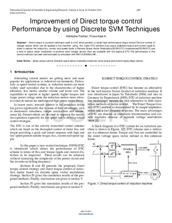 (PDF) Improvement of Direct torque control Performance by using ...