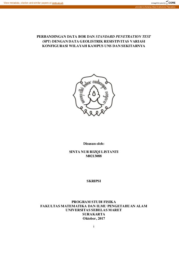 (PDF) Perbandingan Data Bor dan Standard Penetration Test (SPT) dengan ...