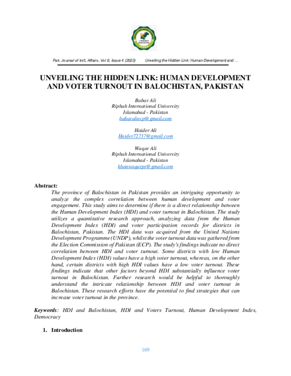 (PDF) Unveiling the Hidden Link: Human Development and Voter Turnout in ...