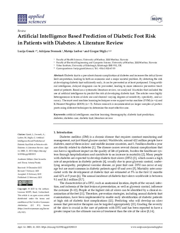 (PDF) Artificial Intelligence Based Prediction of Diabetic Foot Risk in ...