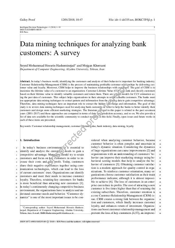 (PDF) Data mining techniques for analyzing bank customers: A survey
