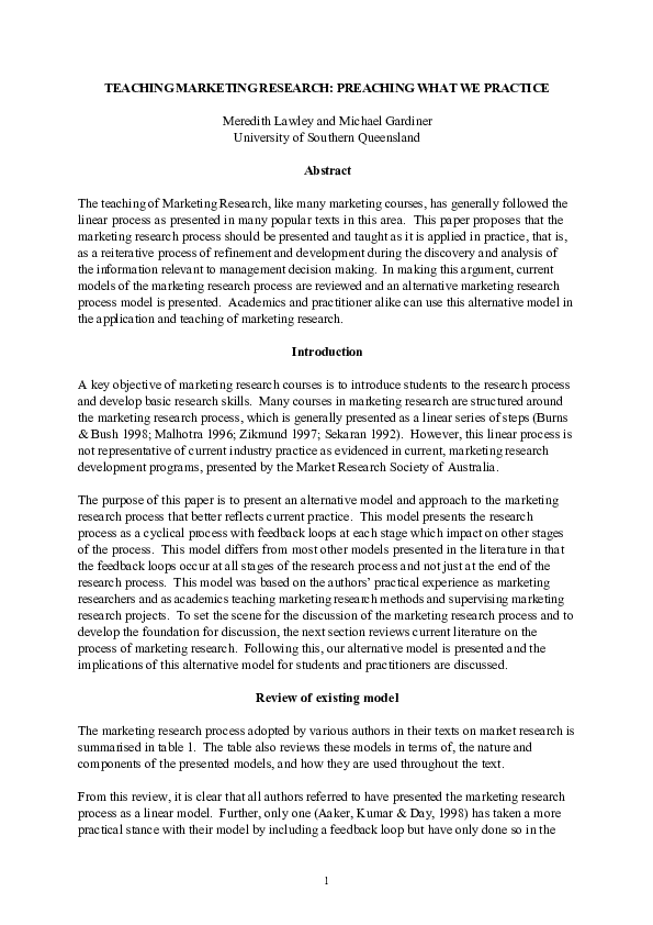 (PDF) Teaching marketing research: preaching what we practice