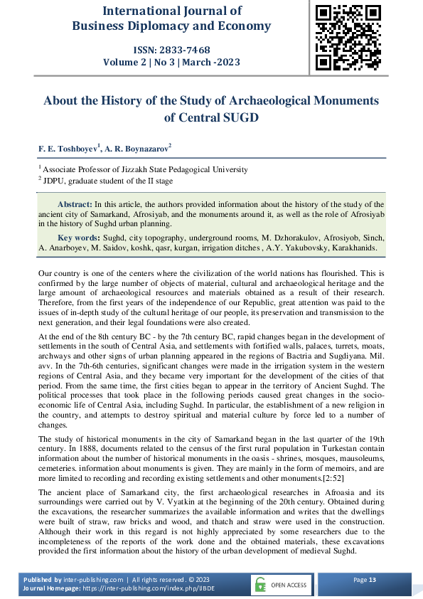 (PDF) About the History of the Study of Archaeological Monuments of ...