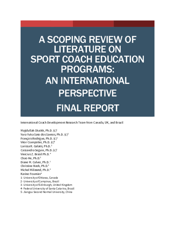 (PDF) A scoping review of sport coach education programs: An ...