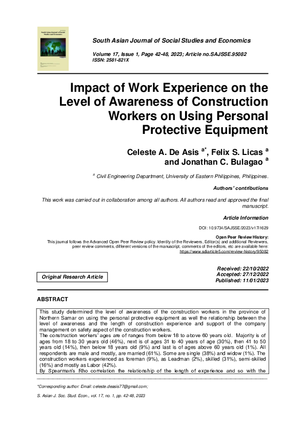 (PDF) Impact of Work Experience on the Level of Awareness of ...
