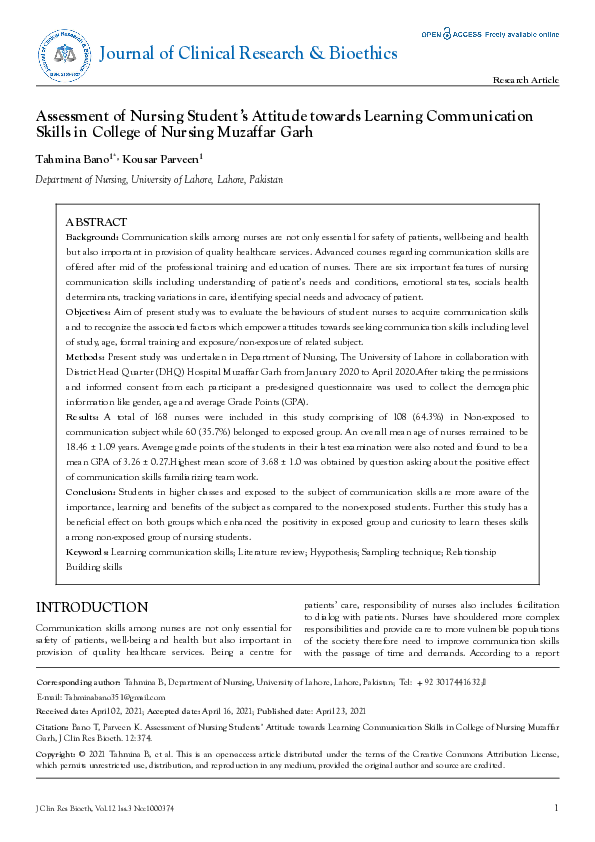 (PDF) Assessment of Nursing Students? Attitude towards Learning ...