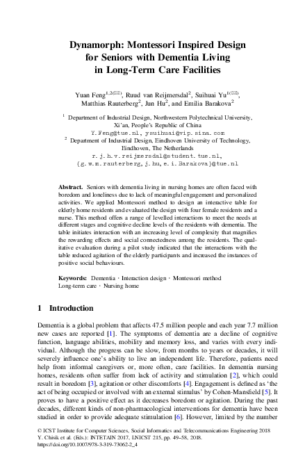 (PDF) Dynamorph: Montessori Inspired Design for Seniors with Dementia ...