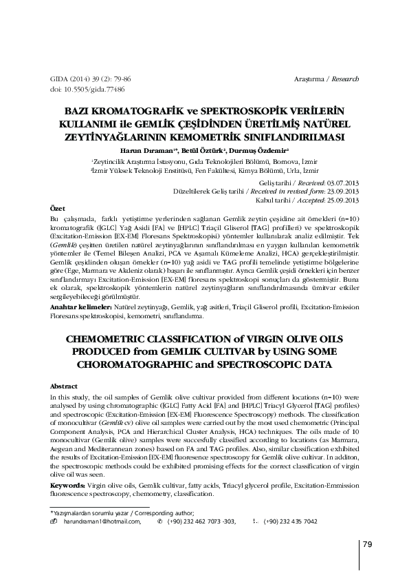 (PDF) Chemometric classification of virgin olive oils produced from ...