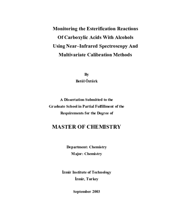 (PDF) Monitoring the Esterification Reactions Of Carboxylic Acids With ...