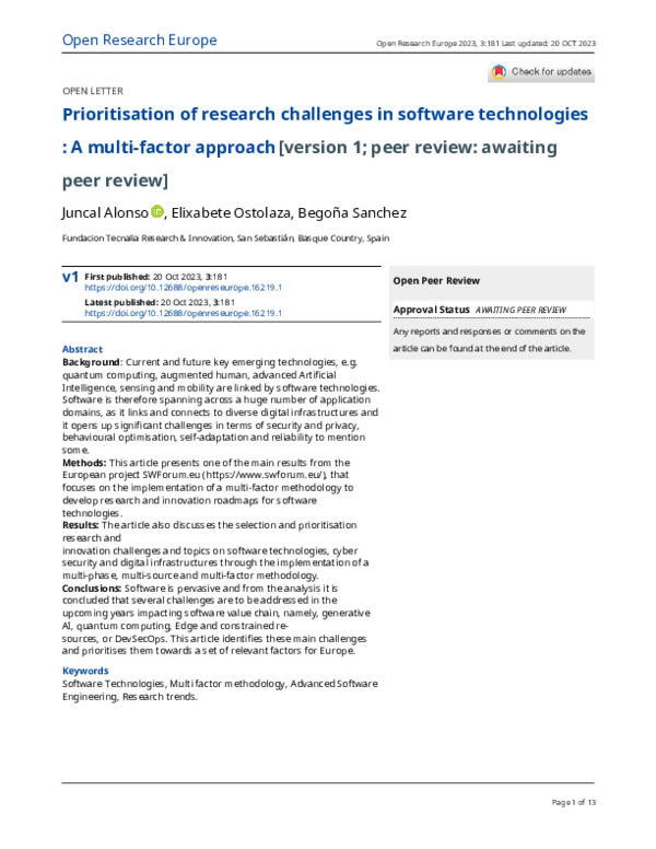 (PDF) Prioritisation of research challenges in software technologies ...
