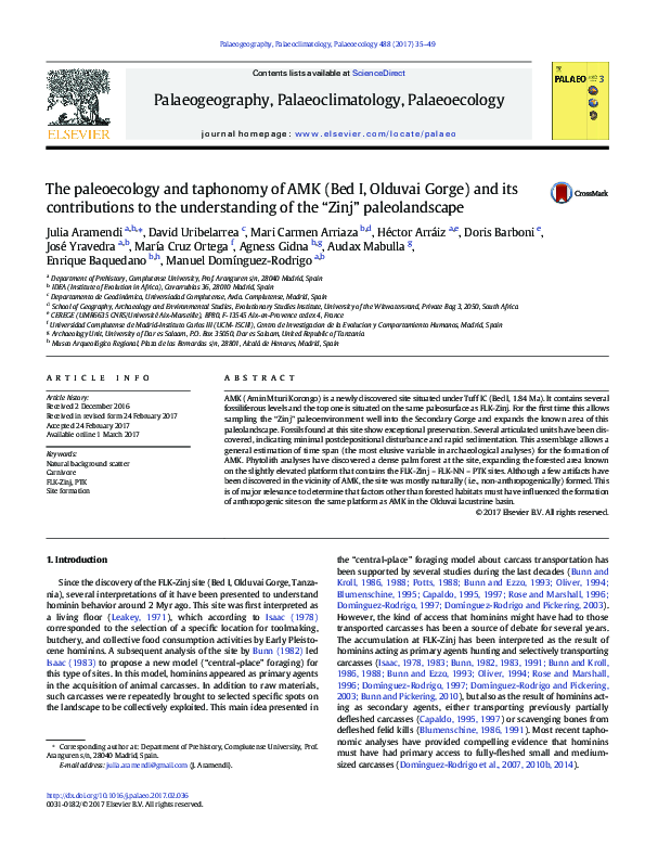 (PDF) The paleoecology and taphonomy of AMK (Bed I, Olduvai Gorge) and ...