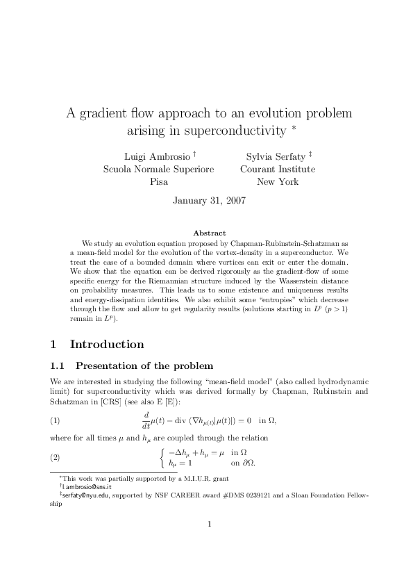 (PDF) A gradient flow approach to an evolution problem arising in ...