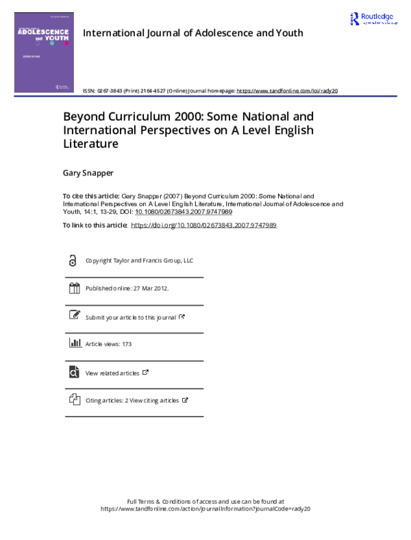 (PDF) Beyond Curriculum 2000: Some National and International ...