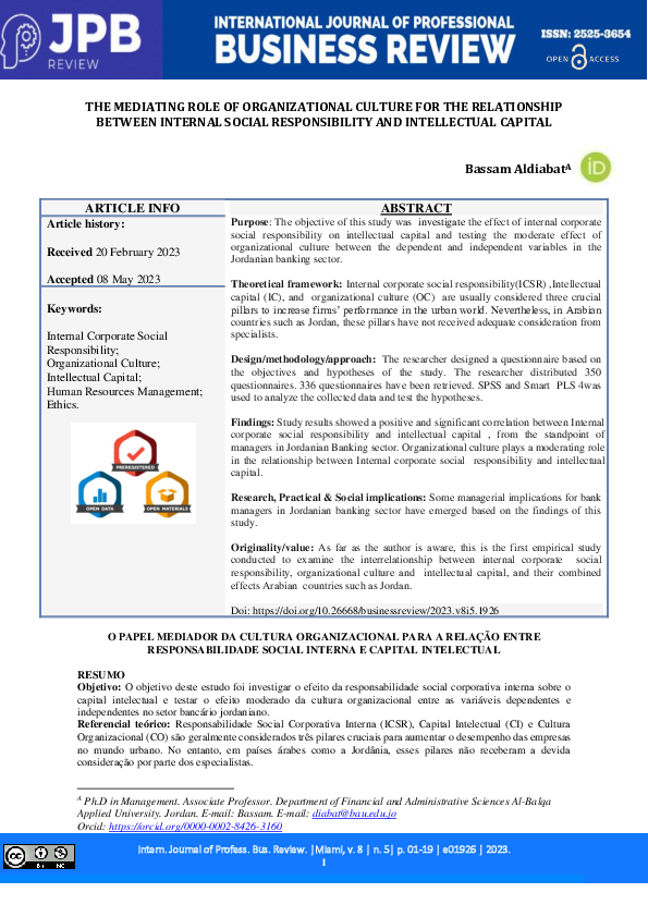 (PDF) The Mediating Role of Organizational Culture for the Relationship ...