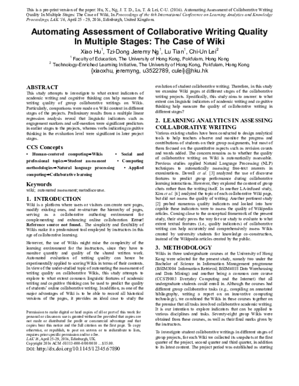 (PDF) Automating assessment of collaborative writing quality in ...