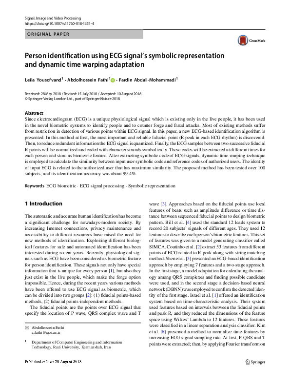 (PDF) Person identification using ECG signal’s symbolic representation ...