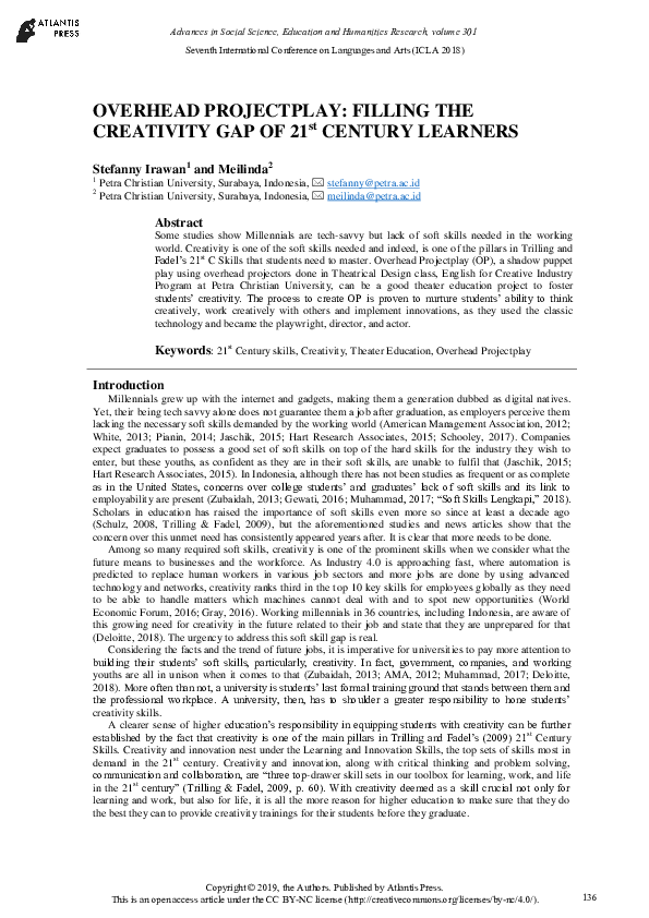 (PDF) Overhead Project Play: Filling the Creativity Gap of 21st Century ...