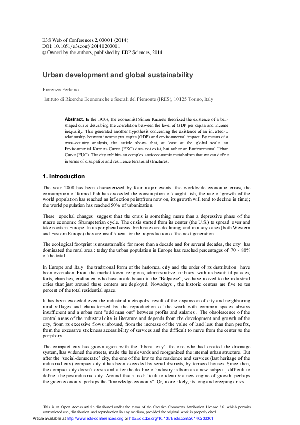 (PDF) Urban development and global sustainability