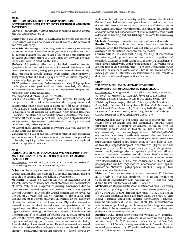 (PDF) M484 Long Term Review of Colposuspension Using Polypropylene Mesh ...