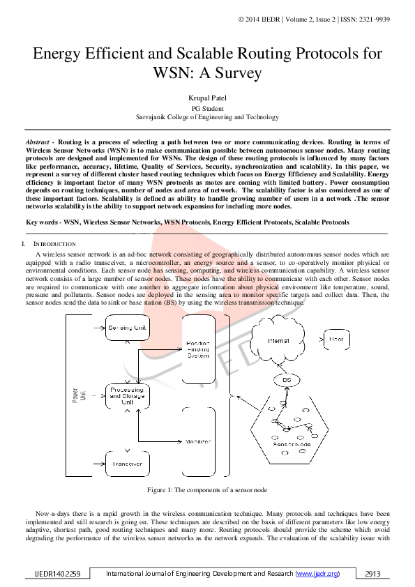 (PDF) Energy Efficient and Scalable Routing Protocols for WSN: A Survey