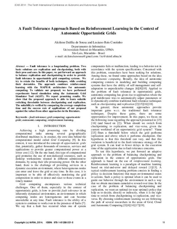 (PDF) A Fault Tolerance Approach Based on Reinforcement Learning in the ...