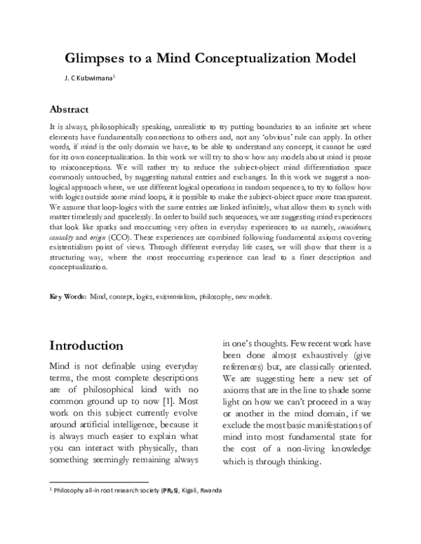 (PDF) Glimpses to a Mind Conceptualization Model