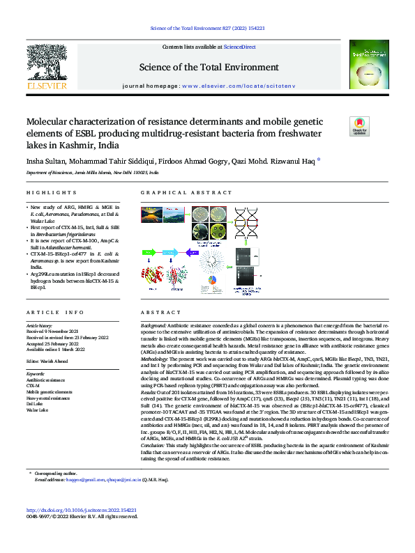 (PDF) Molecular characterization of resistance determinants and mobile ...