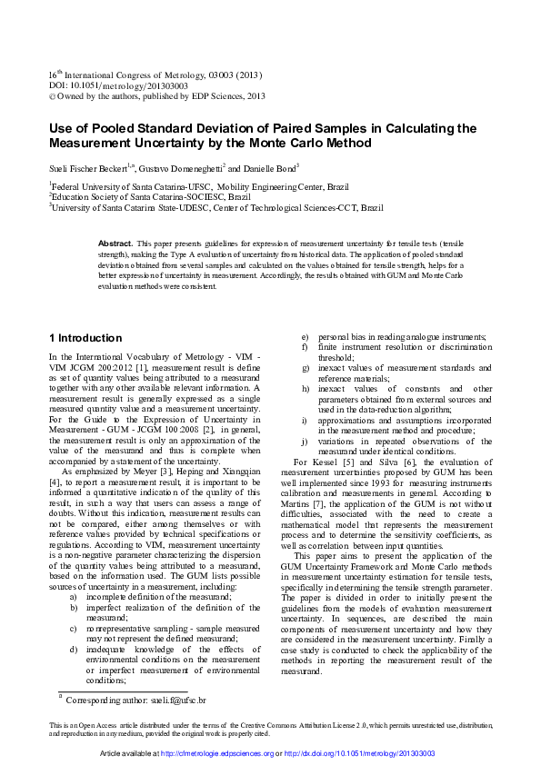 (PDF) Use of Pooled Standard Deviation of Paired Samples in Calculating ...