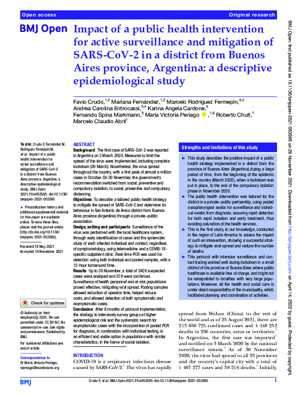 (PDF) Impact of a public health intervention for active surveillance ...